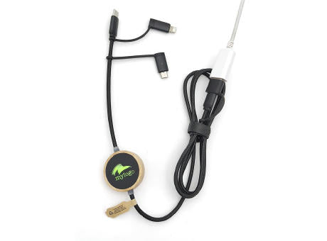 RPET 5 in 1 Ladekabel Bambus