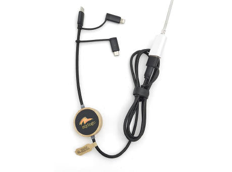 RPET 5 in 1 Ladekabel Bambus