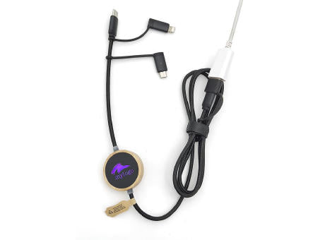 RPET 5 in 1 Ladekabel Bambus