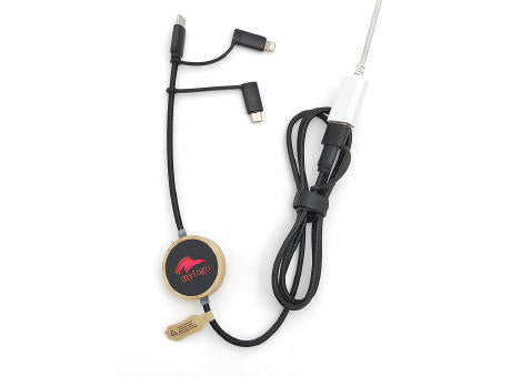 RPET 5 in 1 Ladekabel Bambus