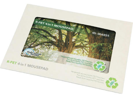 RPET 4 in 1 Mikrofaser Mousepad, 165 x 220 x 1 mm