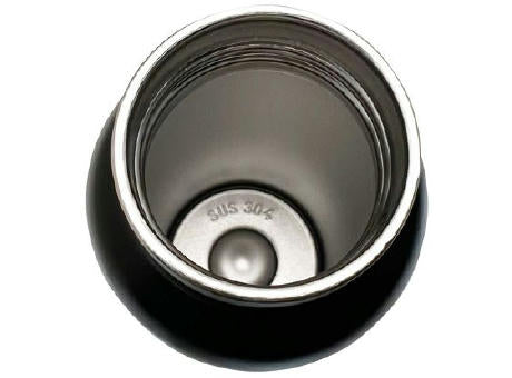 Doppelwandige Flasche 'Arima', schwarz, Bambusdeckel, 500 ml