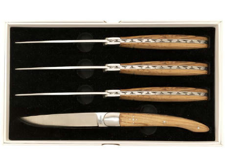 Set mit 4 Tafelmessern 'Heritage', Olivenholz