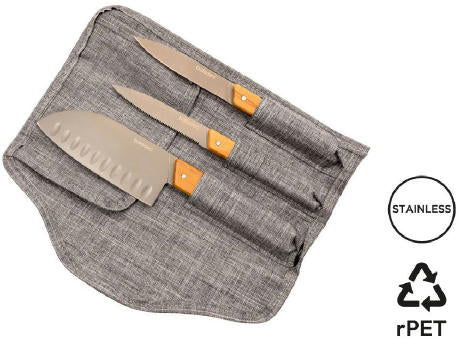 Set mit 3 Küchenmessern 'Stavanger', Olivenholz