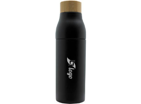 Doppelwandige und teilbare Flasche 'Shima', Bambusdeckel, 600 ml