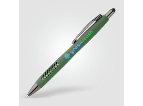 Avalon Kugelschreiber mit Stylus in Steinoptik aus recyceltem Kunststoff