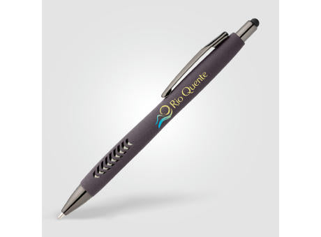 Avalon Kugelschreiber mit Stylus in Steinoptik aus recyceltem Kunststoff