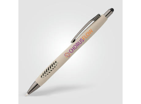 Avalon Kugelschreiber mit Stylus in Steinoptik aus recyceltem Kunststoff