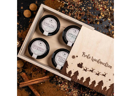 Gourmetkästchen mit 4 Weihnachts-Spezialitäten im Glas