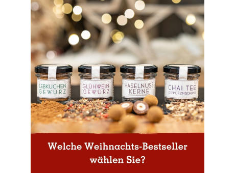 Gourmetkästchen mit 4 Gourmet Gewürzen im Glas