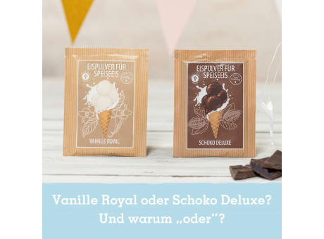 Portionsbeutel Eispulver in der Klappkarte