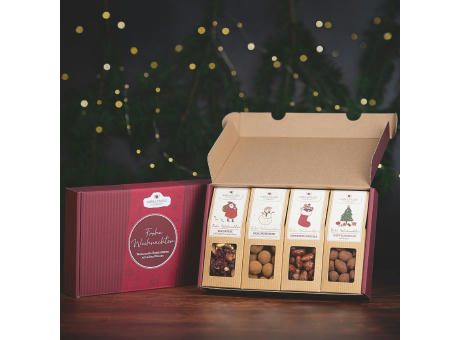 Geschenkkarton mit 4 Premium Snacks - Weihnachts-Edition