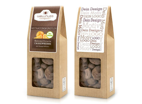 Faltschachtel - Motivationskünstler - Karamellisierte Cashewkerne mit Orange & Kakao