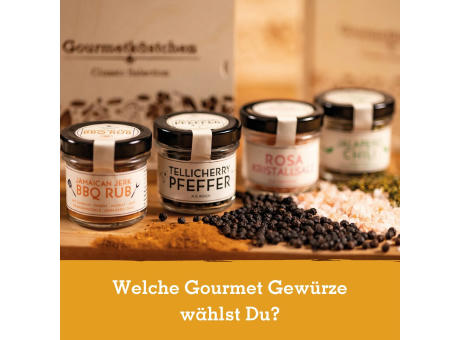 Geschenkkarton mit 2 Gourmet Gewürzen im Glas