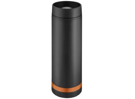 Metmaxx® Thermobecher "Crema" 360° schwarz/Ring orange