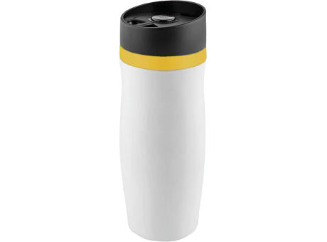 Metmaxx® Thermobecher "CremaExtensa" weiß/Ring gelb