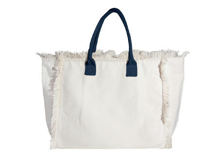Organic Fairtrade Strandtasche Lola mit farbigen Henkeln nature