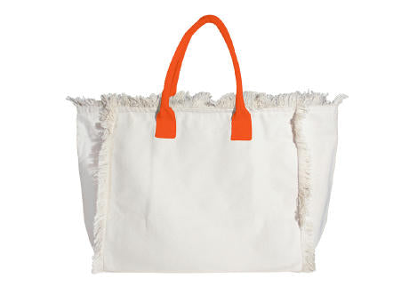 Organic Fairtrade Strandtasche Lola mit farbigen Henkeln nature