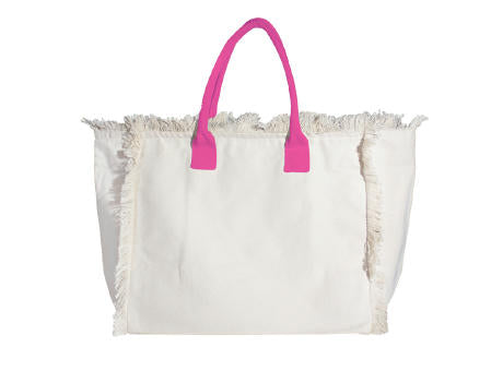 Organic Fairtrade Strandtasche Lola mit farbigen Henkeln nature