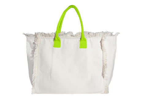 Organic Fairtrade Strandtasche Lola mit farbigen Henkeln nature