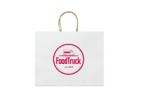 Papiertasche in Weiß und Naturfarbe, 410x 320 mm x 120 mm