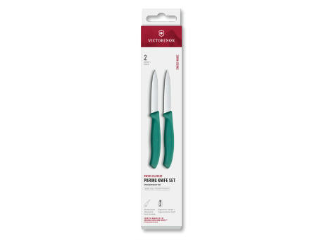 Swiss Classic, Gemüsemesser Set, 2tlg, 8cm, gerade/Wellen,schwarz