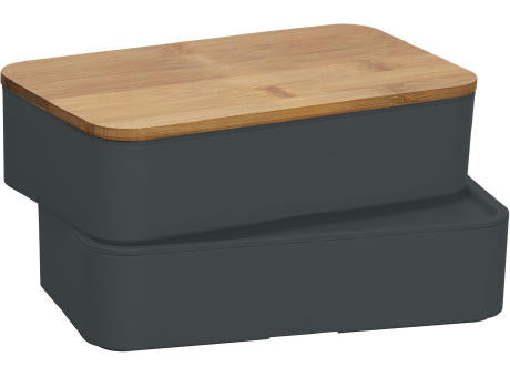 Doppel-Lunchbox mit Bambus-Schneidebrett und Besteck