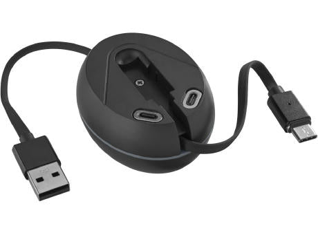 ROLL UP Ausziehbares Multifunktions-Kabel zum Laden und Datenübertragen mit USB-C, Micro-USB und Lightning