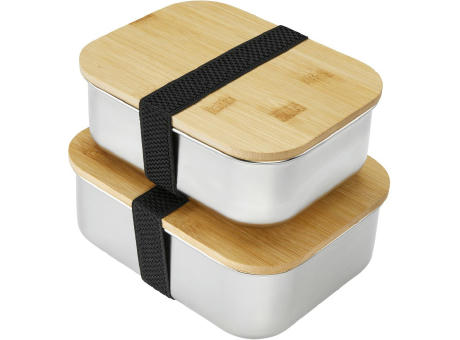 Lunchbox 1350 ml aus Edelstahl mit Bambus-Deckel