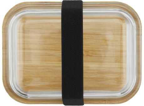 Hitzebeständige Glas-Lunchbox mit Bambusdeckel, Dichtung und 640 ml Volumen