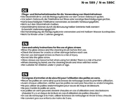 Set aus 4 farbigen Glas-Trinkhalmen mit Reinigungsbürste