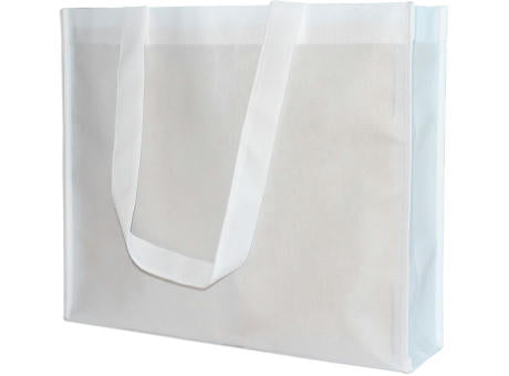 Shopperbag "PP Non Woven" weiß, 2 Mittlere Henkel, Querformat