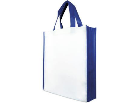 Shopperbag "PP Non Woven" weiß/royalblau, 2 kurze Henkel