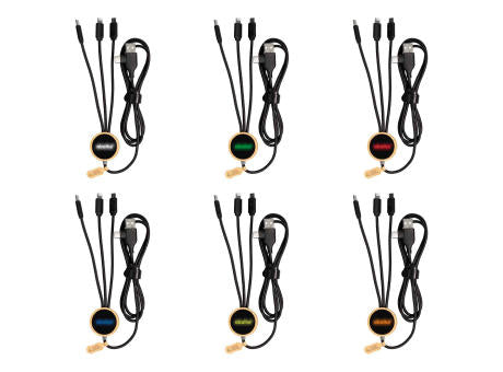 MagCable 5in1 LED bamboo "long" ECO USB-Kabel