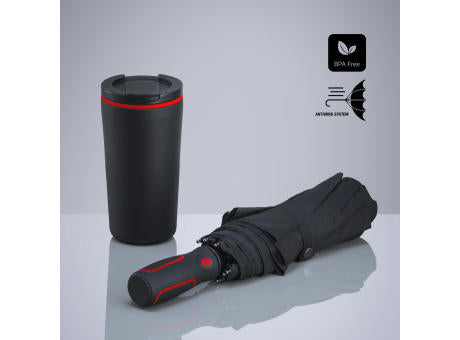 Travel Set: Thermobecher 370 ml & Automatikschirm
