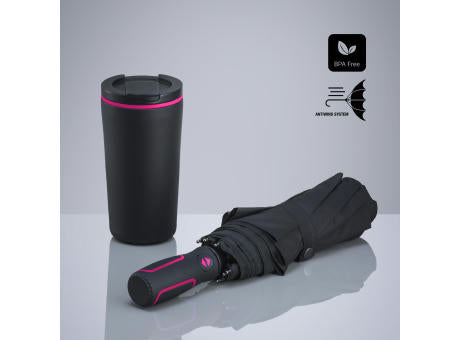 Travel Set: Thermobecher 370 ml & Automatikschirm