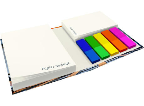 Haftnotizen mit Hardcover 105 x 75 mm, 4-farbig bedruckt