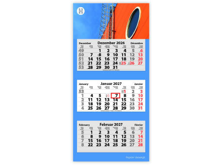 3-Monats Faltkalender "Tres-Deluxe Plus"