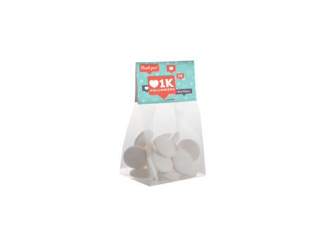 Blockbeutel mit Kopfkarte und 50 g Süssigkeiten