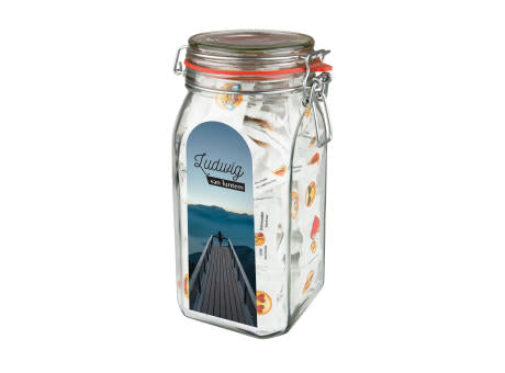 Großes Weckglas 1,5 L mit Süßigkeiten
