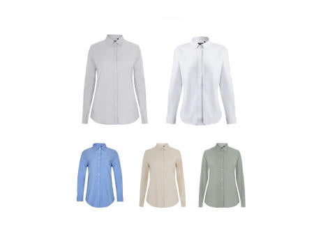 VL PRITHVI WOMEN. Hemd Oxford (180 g/m²) für Damen, aus Baumwolle (50 %), Polyester (45 %) und Elasthan (5 %)