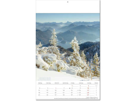Kalender "Bergwelten" im Format 24 x 37,5 cm, mit Fälzel