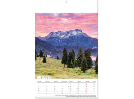 Kalender "Bergwelten" im Format 24 x 37,5 cm, mit Fälzel