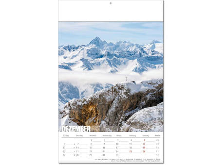 Kalender "Bergwelten" im Format 24 x 37,5 cm, mit Fälzel