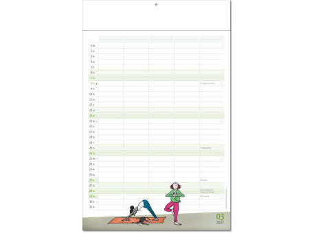 Kalender "Familienplaner" im Format 24 x 37,5 cm, mit Fälzel