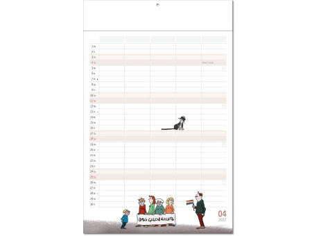 Kalender "Familienplaner" im Format 24 x 37,5 cm, mit Fälzel