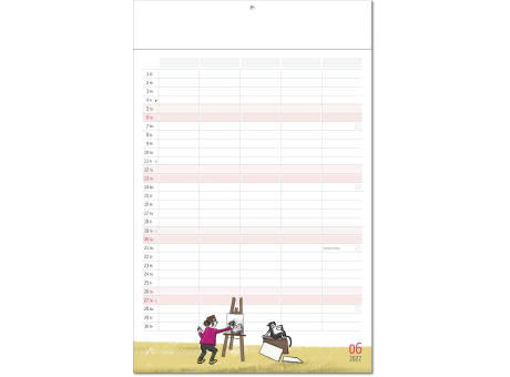 Kalender "Familienplaner" im Format 24 x 37,5 cm, mit Fälzel