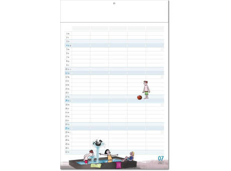 Kalender "Familienplaner" im Format 24 x 37,5 cm, mit Fälzel