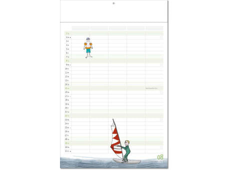Kalender "Familienplaner" im Format 24 x 37,5 cm, mit Fälzel