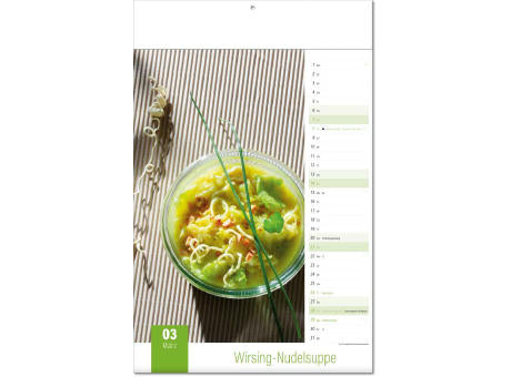 Kalender "Aromaküche" im Format 24 x 37,5 cm, mit Fälzel